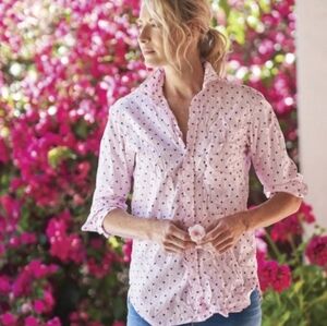 Frank & Eileen Barry Crinkle Pink Button Shirt Blouse Lightweight Size Small